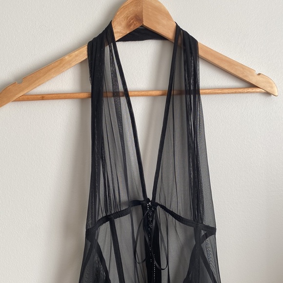 Sheer Halter Top with Fringe - Picture 3 of 6